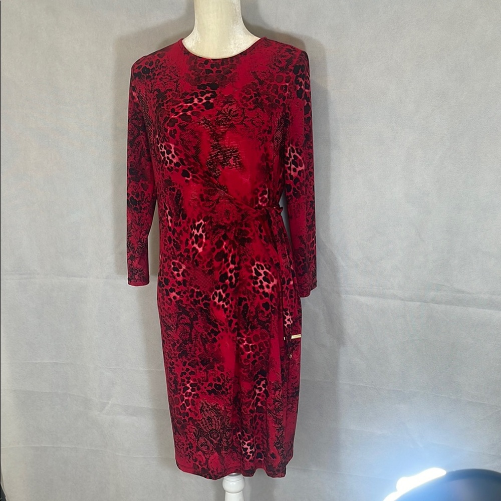 NWT , Red Long Sleeve Ruched Sheath Dress - Picture 1 of 9